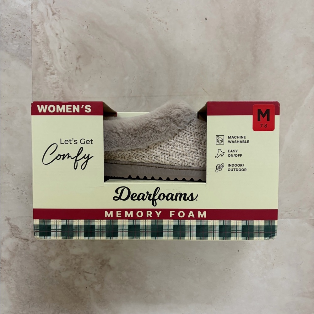 Dearfoams Women's Slippers - Cream and Gray